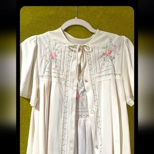 Vintage Embroidered Lingerie Slip and Cover 2 piece set